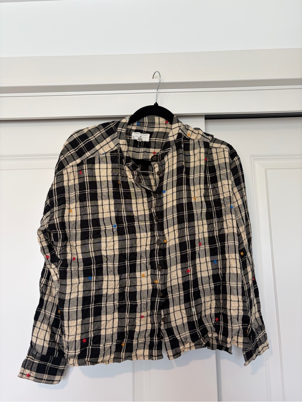 Lou & Grey Black and Cream Plaid Button-Down Shirt